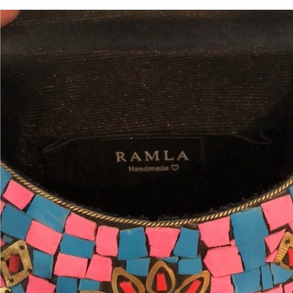 Pink and Blue Mosaic Clutch with Floral Design